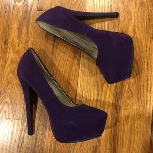 Purple Suede Platforms Heel